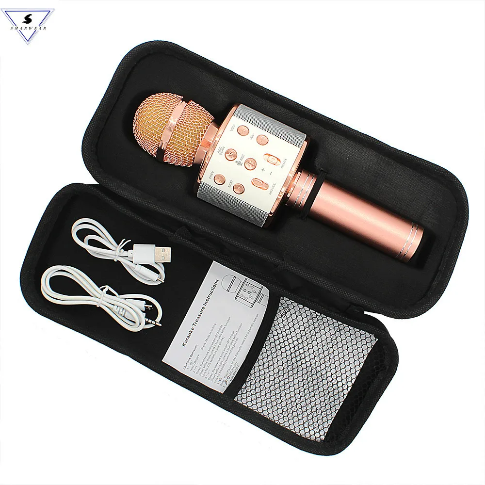 

Russian Stock WS-858 Bluetooth Microphone Karaoke Microphone Wireless Speaker For Computer Tablet Phone Record Home Karaoke Mic