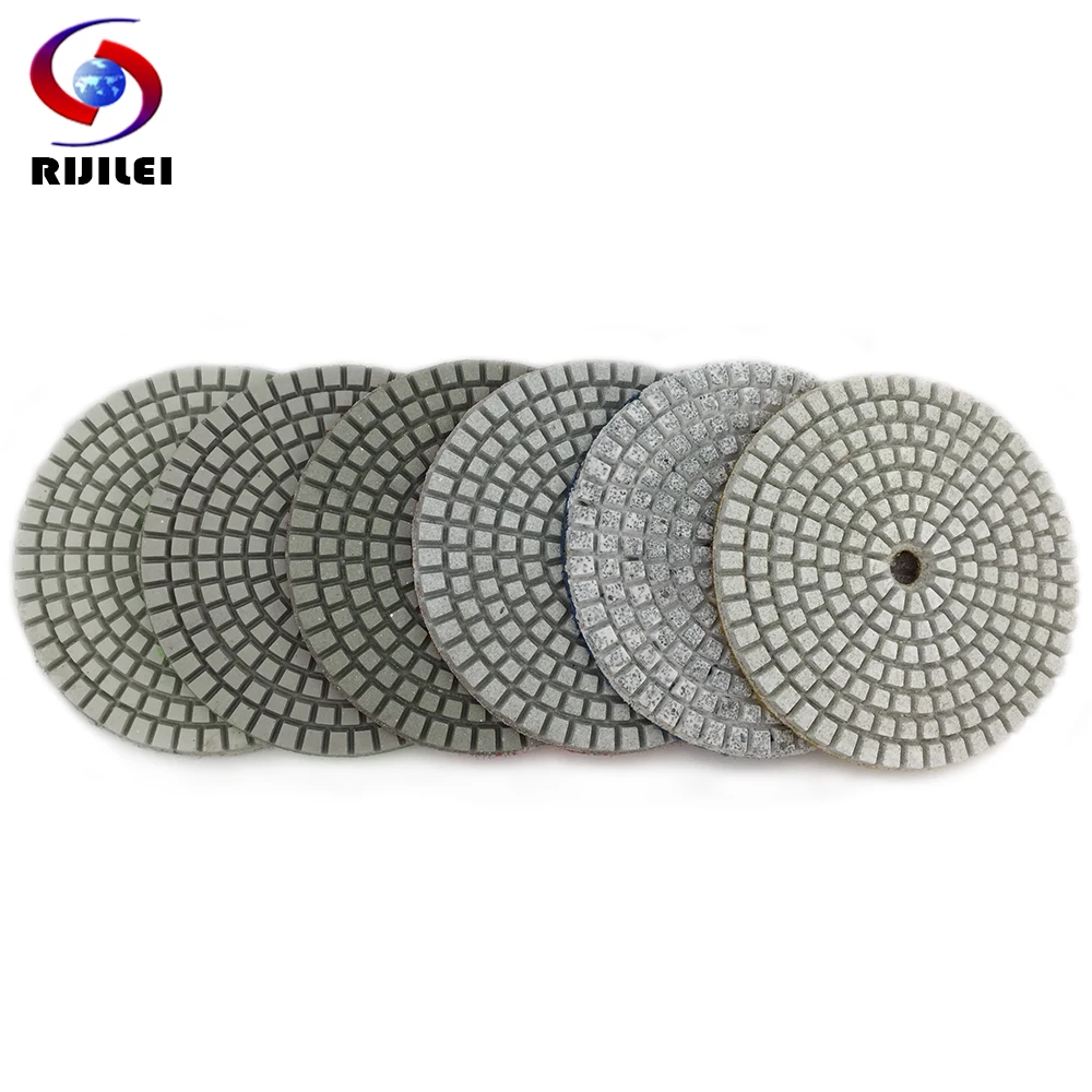 RIJILEI 6Pcs/Set 100mm Dry Polishing Pad 4 Marble Polishing Pads Stone White Diamond Polishing Pad Use for Floor Granite HC02