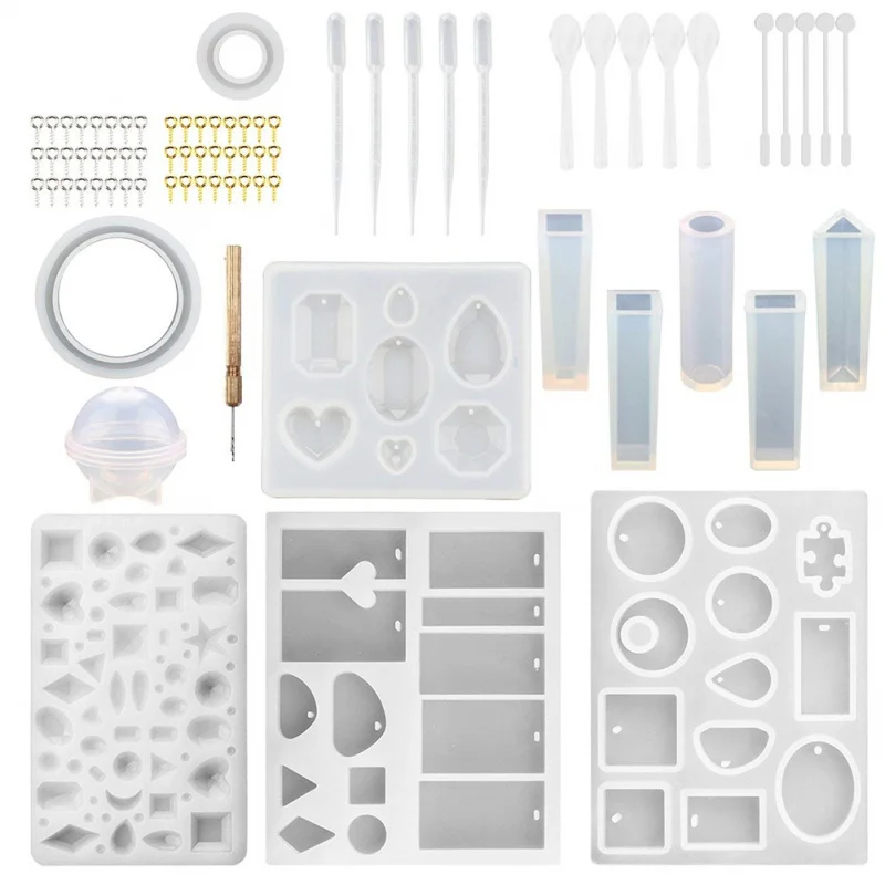 

76Pcs DIY Bracelet Pendant Jewelry Casting MoldsSilicone Resin Jewelry Molds Set DIY Making Tool For Crafting Pendant Earrings Z