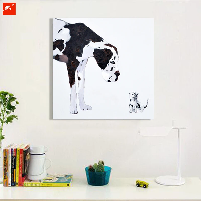 Hitam Dan Putih Modern Kartun Anjing Dan Kucing Dinding Gambar