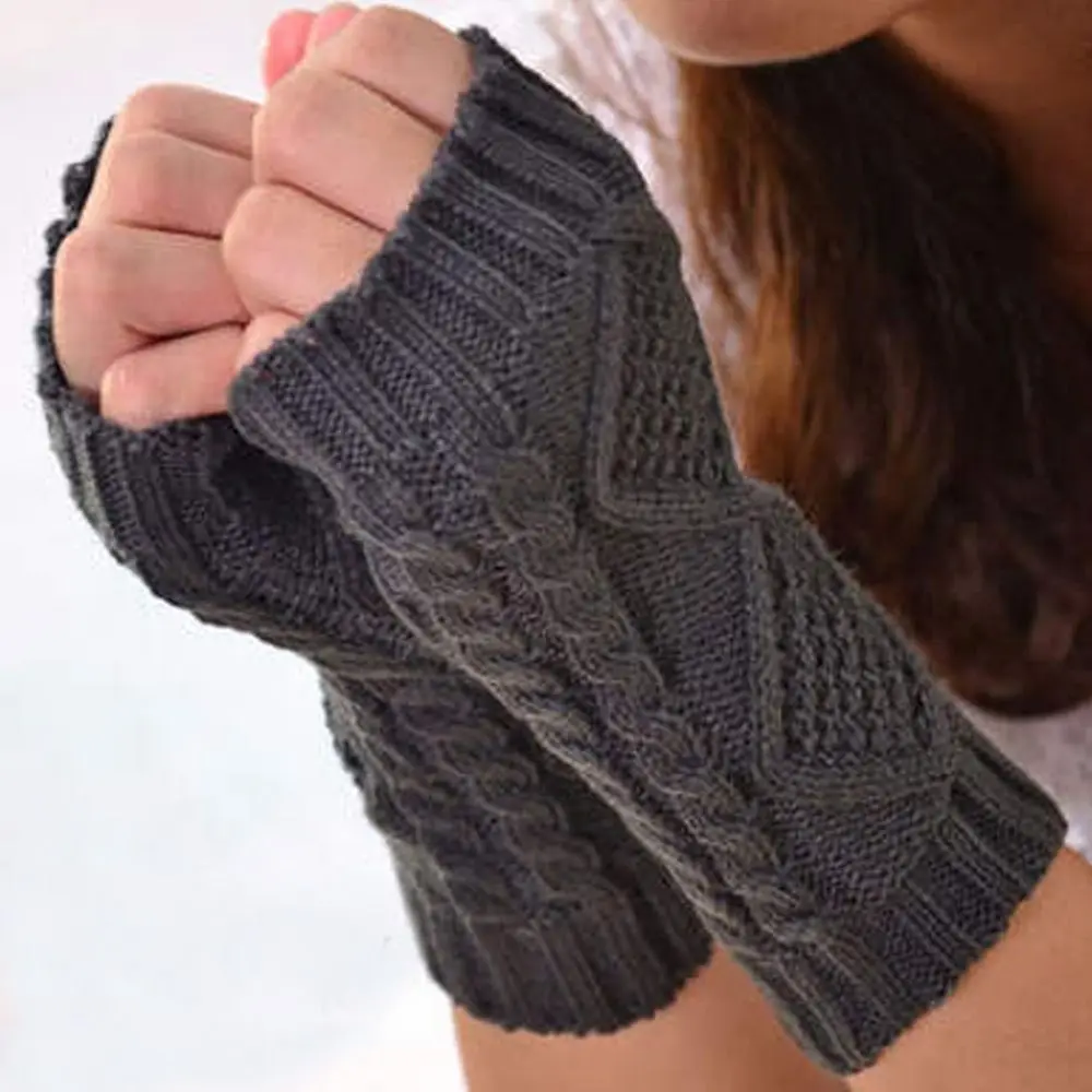 1 пара, унисекс, вязаные длинные эластичные перчатки без пальцев, варежки для мужчин и женщин, зимние перчатки, теплые женские перчатки для рук, Лидер продаж