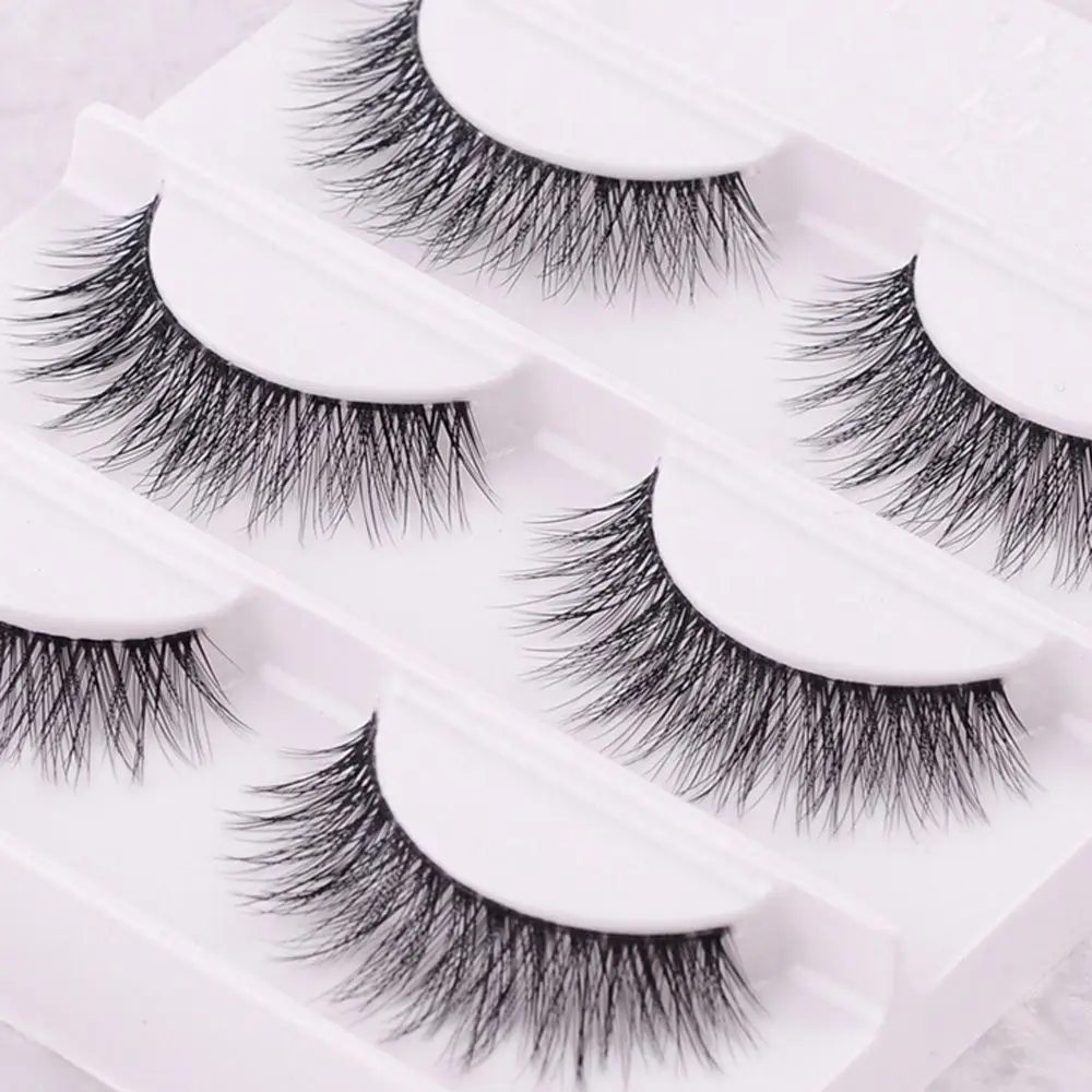 

3Pairs/Set 100% Handmade Real Mink Fur False Eyelashes 3D Strip Mink Lashes Thick Fake Faux Eye Lashes Makeup Extension Tools