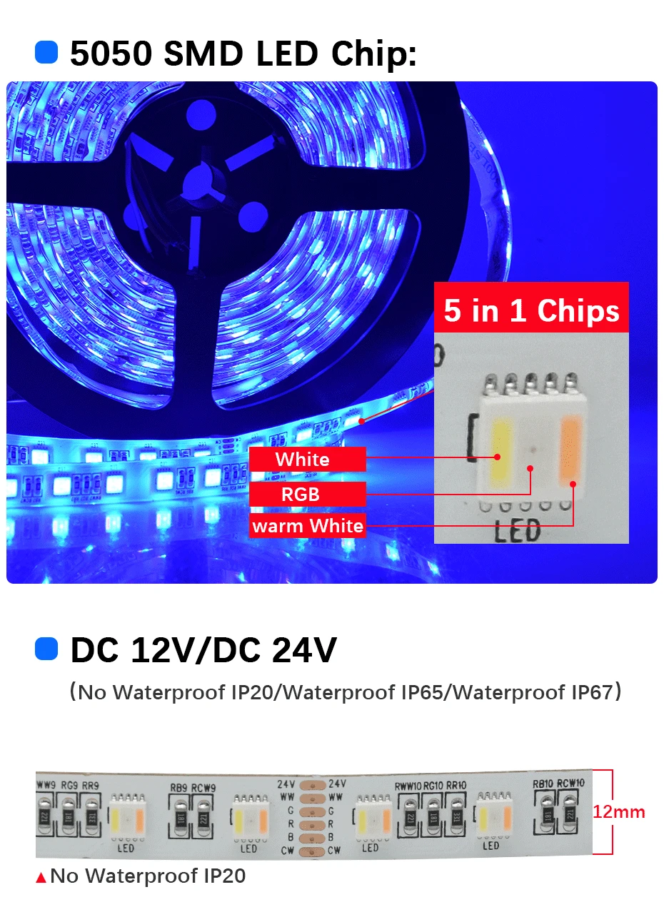 Новая светодиодная лента RGB+ CCT SMD 5050 RGB Светодиодная лента 5 м DC 12 В RGBCCT 5 в 1 Fita 30 светодиодный 60 Светодиодный на метр светодиодный светильник гибкая лента