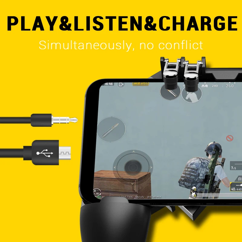 Six Finger All-in-One PUBG Mobile Game Controller Free Fire Key Button Joystick Gamepad L1 R1 PUBG Trigger for IPhone Android