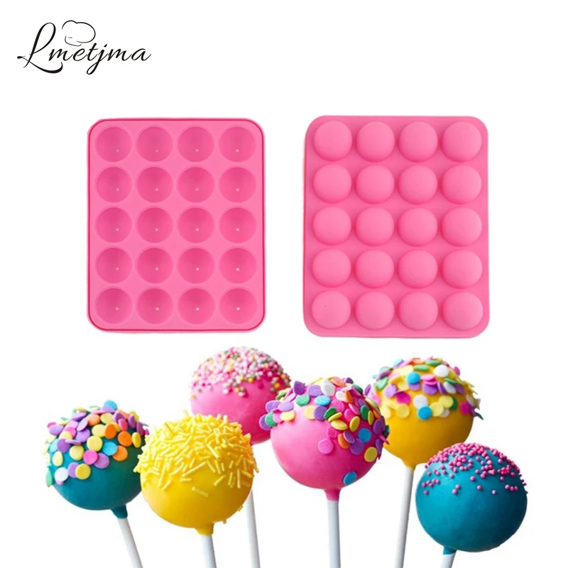 LMETJMA 20 Holes Silicone Lollipop Mold Kids DIY For Chocolate Candy Molds With Sticks KC0518-3 |