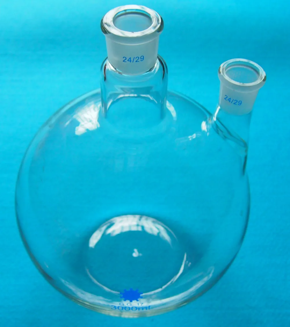 3000ml 24/29 2-Neck Flat Bottom Glass Flask 3L Twins Necks Lab Chemical Bottle | Канцтовары для офиса и дома