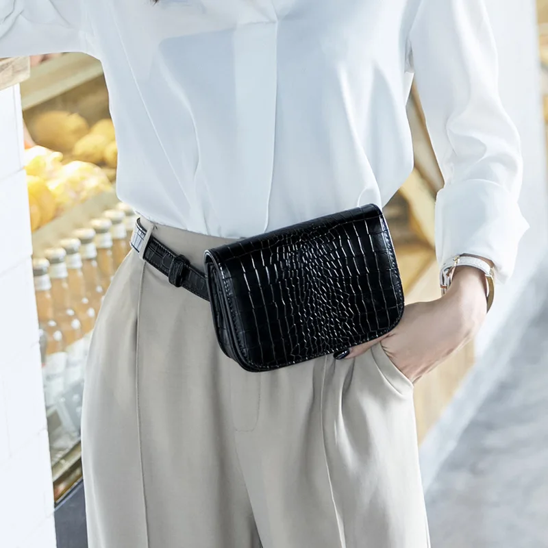Luxury Brand Designer Women Waist Bag Crocodile PU Leather Female Fanny Pack Fashion Belt Bag ...