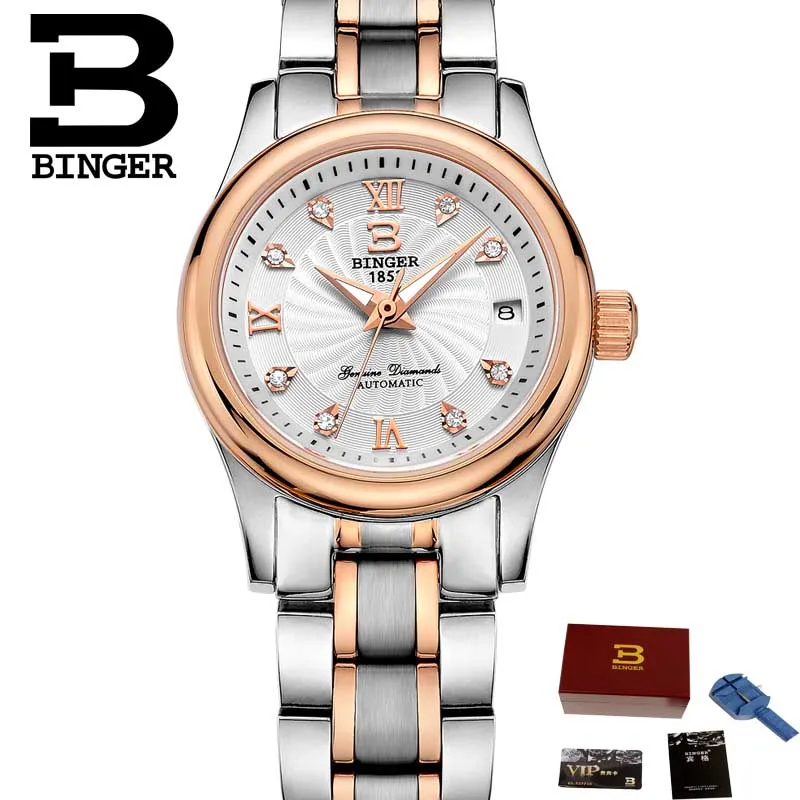 Мужские и женские часы, парные часы, мода для влюбленных, автоматические механические часы, стальные Бингер, мужские деловые часы, B-603L - Цвет: Women watch 05