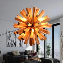 Modern Nordic Wooden Dandelion Lustres Pendant Lights LED G9 Bulb Pendant Lamps Living Room Restaurant Luminaire Light Fixtures