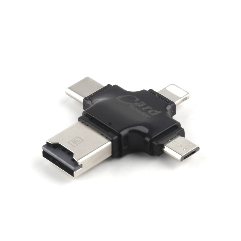Новый 4 в 1 type-c/Lightning/Micro USB, для карты памяти считыватель Micro SD кард-ридер для Эндрюс/Iphone/type-c/компьютера