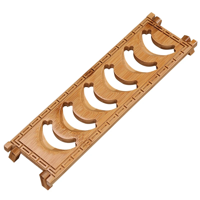 

Natural Bamboo Drain Manual Tea Cup Drying Rack Tea Drain Rack Rectangular Six-Slot Folding Drain Rack Tea Table Dual-Use Tea
