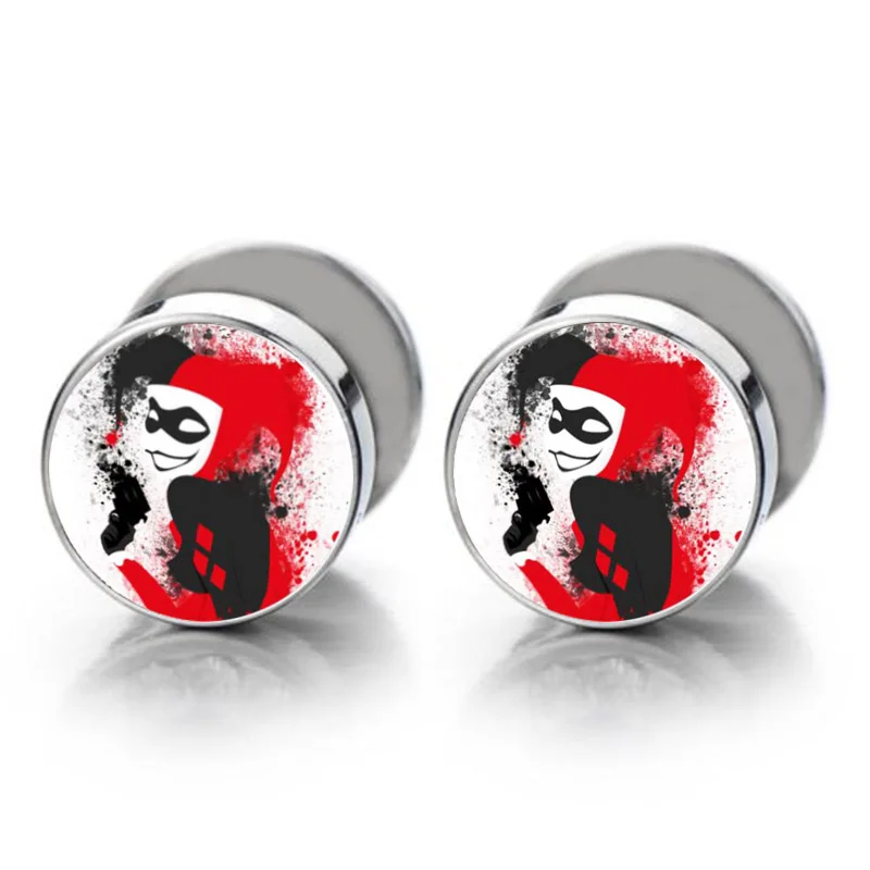 Harley Quinn Fake ear plug Cartilage Tragus Earring For Women Men Helix