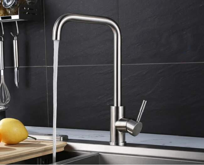 High Quality 304 stainless steel Kitchen mixer taps Hot and cold water Brushed faucet 2015 New