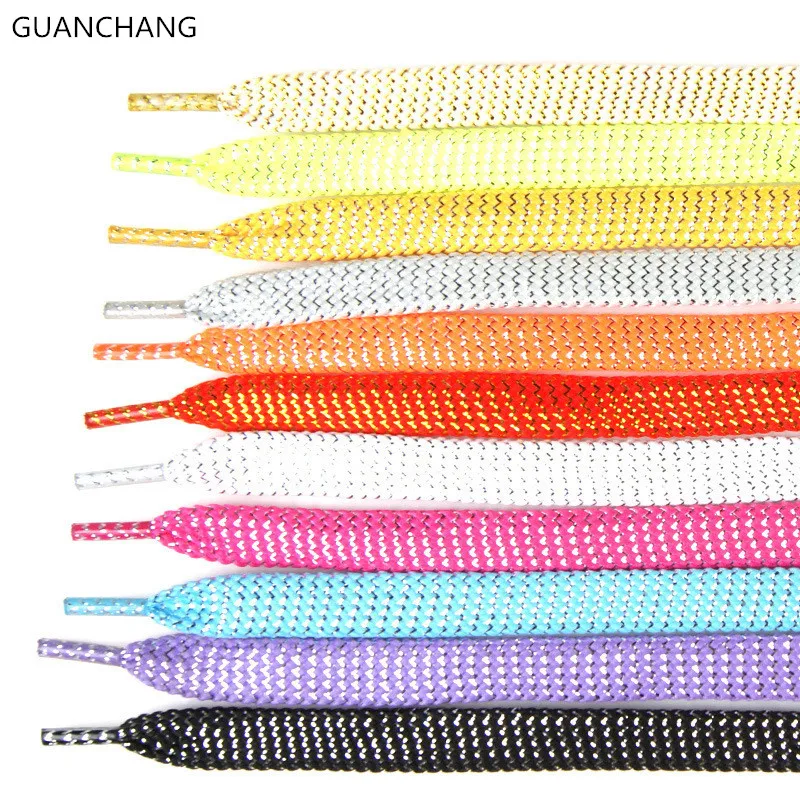 

Women Flat Golden Silver Shoe Laces Shoelaces Glowing Men Luminous Shoelace Sport Sneaker Strings Creative Reflective Visibility