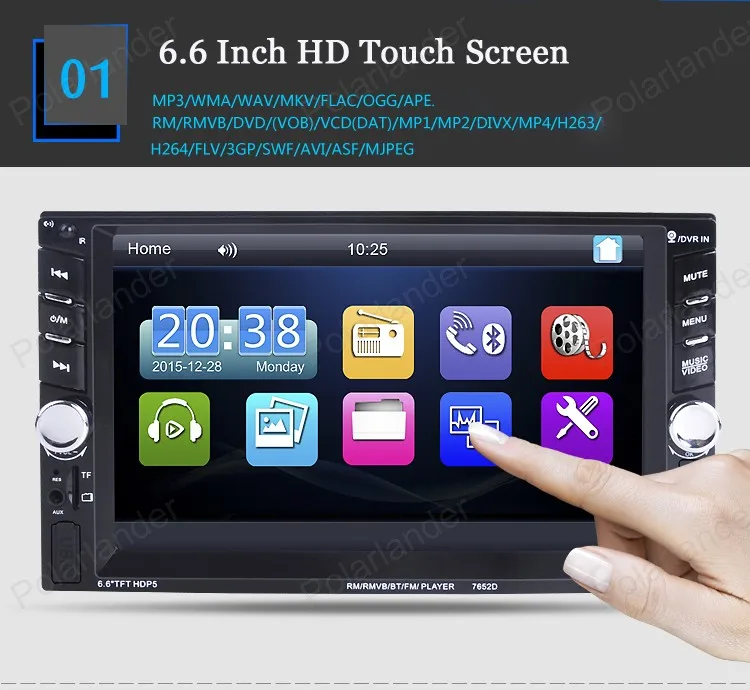 cheap Car Radio Stereo Bluetooth MP5 Player With Camera 2USB 2Din Mirror For Android Phone 6.6 inch FM Touch Screen Mirror Link Screen
