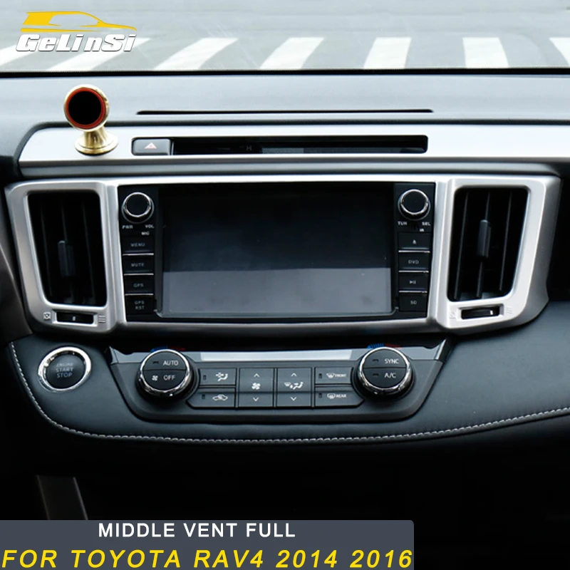 

Gelinsi For Toyota RAV4 2016 Car Styling Middle A/C Air Vent Outlet Panel Cover Trim Frame Sticker Interior Accessories