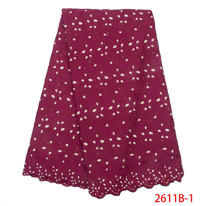 

Swiss Voile Lace Fabric 2019 Newest African Lace with stones nigerian Embroidery cotton for woman party dresses KS2611B-1