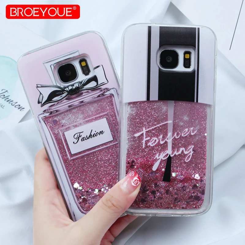 Case For Samsung Galaxy S7 Edge S8 S9 S10 Plus A5 2017 A8 Plus A7 2018 J5 J7 J3 2016 A3 A5 A7 2017 Liquid Glitter Dynamic Cases