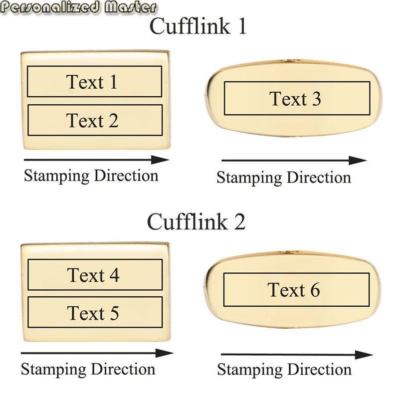 Персонализированные мастер бесплатно выгравировать 2 шт мужские из нержавеющей стали золотые рубашки рукава Стад запонки индивидуальные гладкой поверхности квадратный
