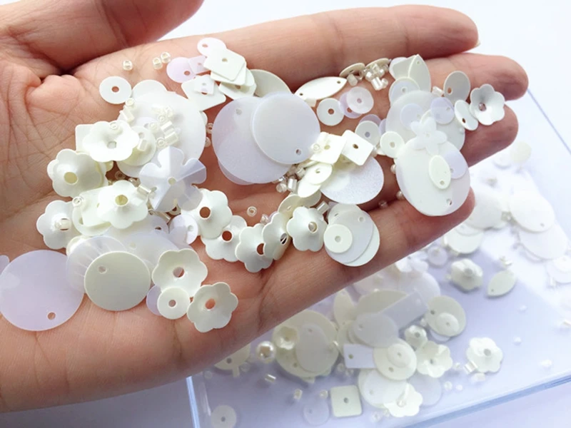 Beads 2mm+Pearl 6mm Sequin Flat Round PVC Shaped Loose Sequins for Crafts Paillette Sewing Decoration DIY Accessory Lentejuelas