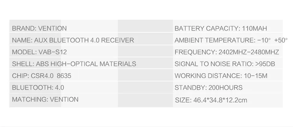 Vention 3,5 мм разъем AUX Bluetooth музыкальный приемник автомобильный комплект беспроводной аудио адаптер с микрофоном адаптер для наушников Aux для Xiaomi iPhone