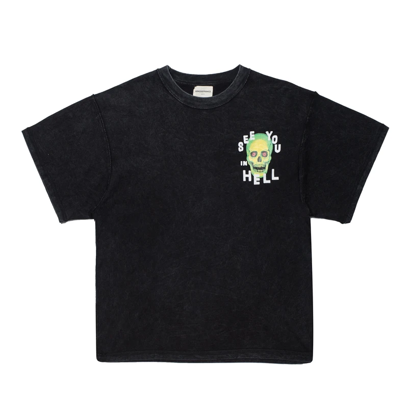 19SS ARNODEFRANCE футболка 1:1 Топ Версия Harajuku хлопок топ в стиле "оверсайз" футболки для девочек для мужчин женщин High Street Хип Хоп туман - Цвет: black2