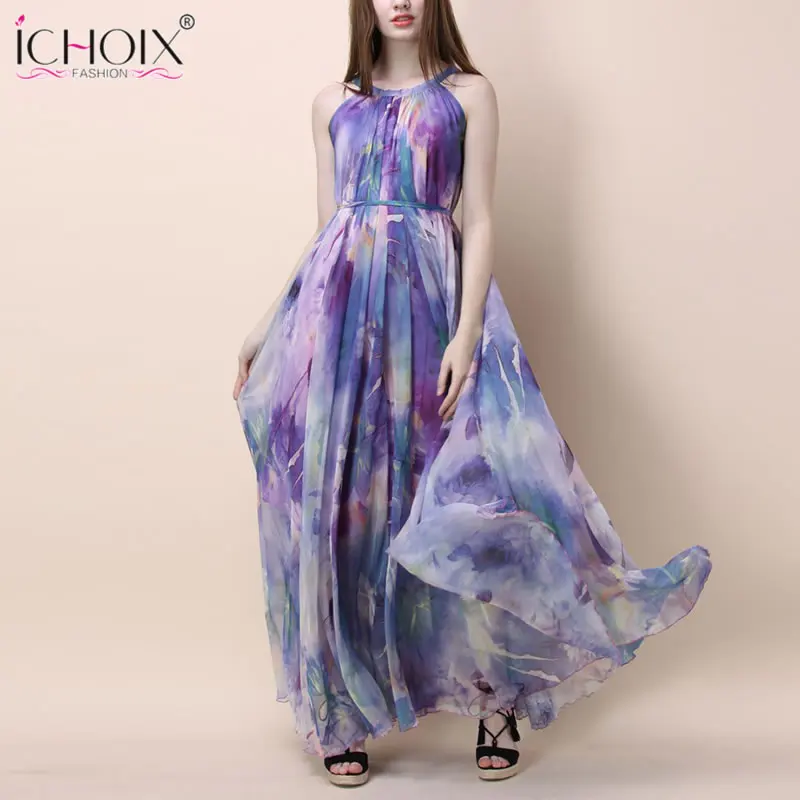 

Summer Vintage Long Dress for Women Sexy Sleeveless Floral Print Maxi Dresses Fashion Boho Elegant Floor length Party vestidos