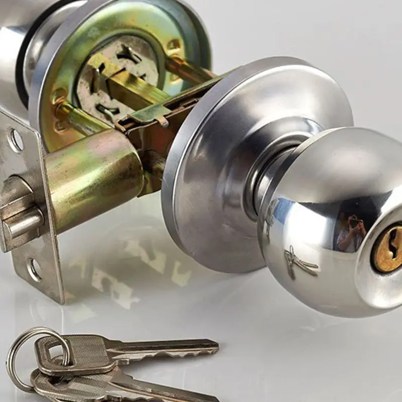 

Rotation Round Door Knob Handle Stainless Steel Entrance Passage Lock With Kep Set new