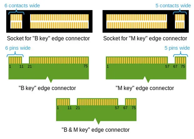B Key and M Key Connector