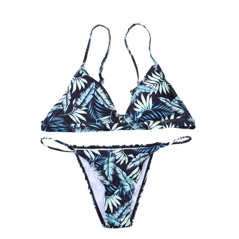 

2017 Swimwear Women Sexy Bikinis Set Brazilian Bikini Swimsuit Leaf Print Maillot De Bain Femme Bathing Suit Biquini gifts