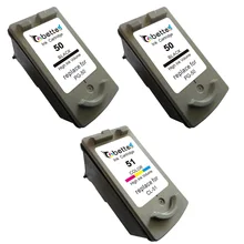 3PK, Картриджи для Canon PG-50 CL-51 CL51 PG50 PG 50 CL 51 PIXMA IP2200 IP6220D IP6210D MP150 MP160 MP170 MP180 MP450 MP460