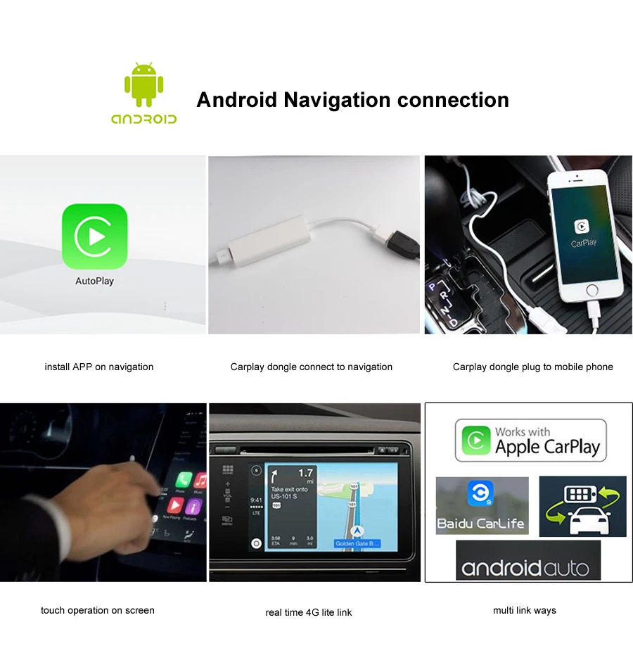 Розничная продажа OTOJETA USB Smart Link Apple Внешний порт Carplay для Iphone Android навигационный