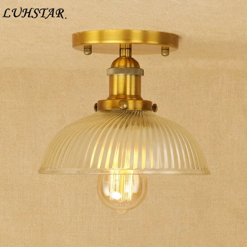 

Modern LED Ceiling Light Iron Transparent Glass Lighting Ceiling Vintage Dining Room Balcony Bedroom Living Room Ceiling Lamp