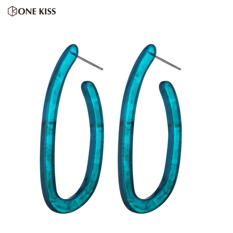 

New Fashion Colorful Oval Earrings Acetate Acrylic Geometry Statement Stud Earring Exaggerated Resin Ear Jewelry Brincos