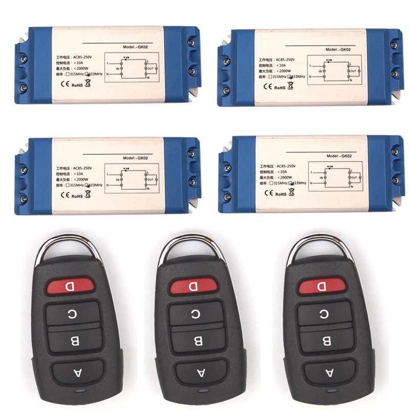 85-250V Wireless Lights Switch Kit No Wiring Onoff for Lamps Fans Appliances-3