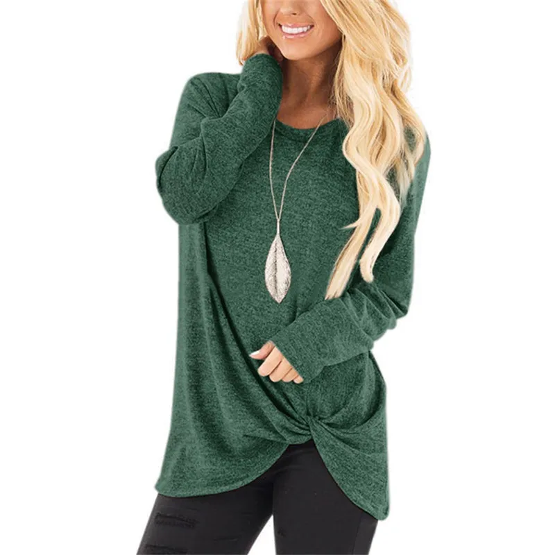 Camisetas Mujer 2018 осень-зима новая футболка Для женщин Свободные топы Мода Узел