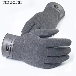 Новая мода для взрослых Серый однотонные хлопковые теплые перчатки 2018 Luvas кашемир тепло перчатки Для мужчин утолщаются сенсорные Guantes