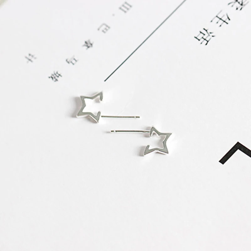 925 пробы серебряные трехмерные полые звезды серьги гвоздики для женщин корейский стиль серьга в форме пентаграммы персонализированные ювелирные изделия