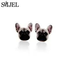 Smjel щенок 3D Собака голову Серьги-гвоздики Красивые Эмали Pet Серьги для Обувь для девочек oed067