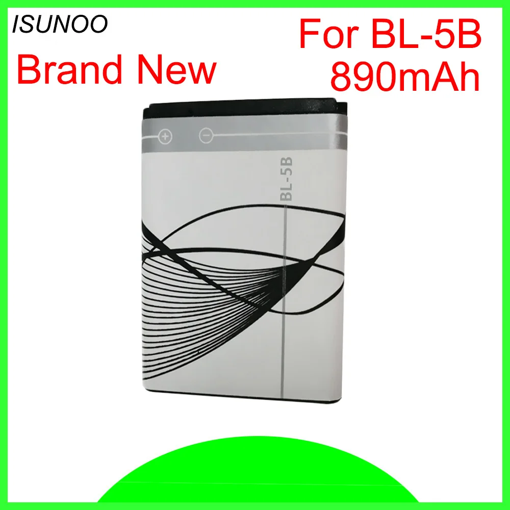 ISUNOO 5 шт./лот BL-5B BL 5B BL5B запасные аккумуляторы для мобильных телефонов Nokia N80 N83 6120 6021