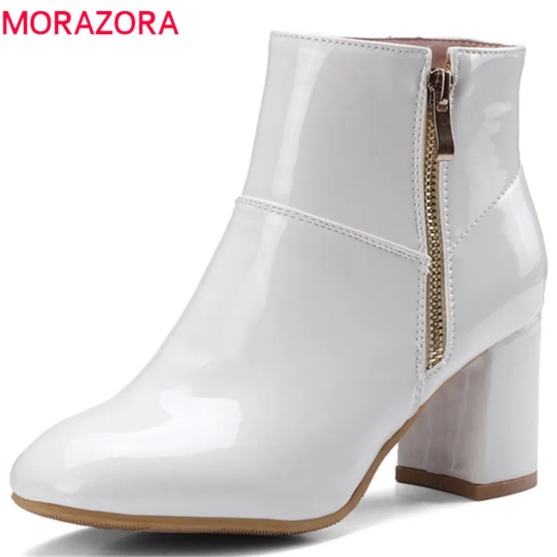 

MORAZORA 2018 new arrival ankle boots women solid colors autumn winter boots simple zipper high heels shoes woman boots