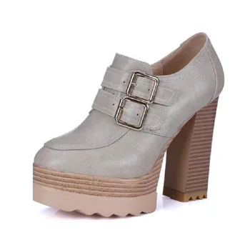 

Nice New Spring And Autumn Thick High Heeled Pumps Womens Round Toe Slip On Vogue Gothic Block Chunky Heel Platform Pumps Shoes