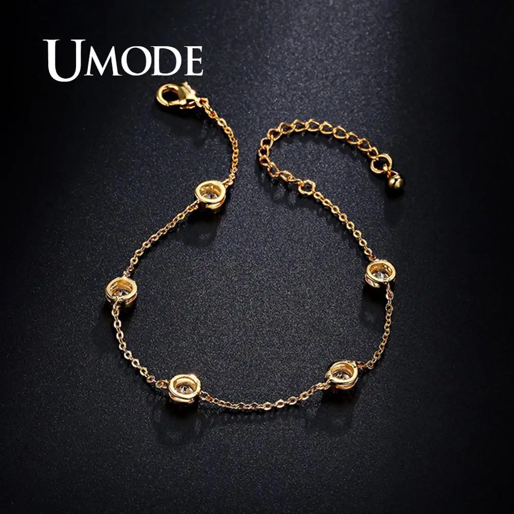 UMODE, модная цепочка, регулируемые браслеты для женщин, браслет с кристаллами, кубический цирконий, золото, для вечеринки, ювелирные изделия, аксессуары, UB0084A