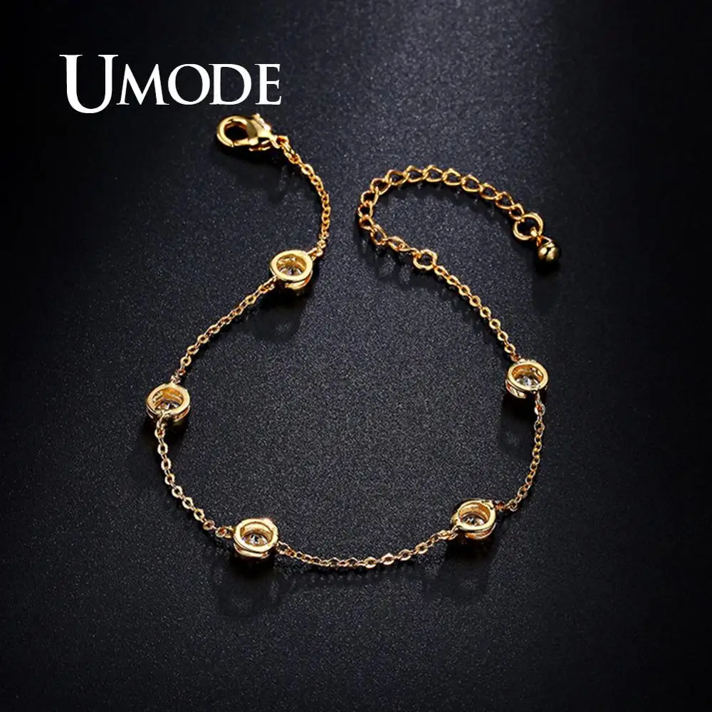 UMODE модное звено цепи регулируемые браслеты для женщин Цвет золотистый браслет с