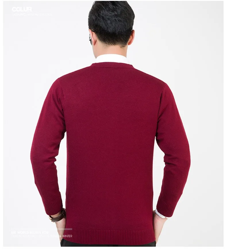 Осенняя одежда 2016 года и Зимние новые модные мужские формальные сплошной цвет с v-образным вырезом Длинные рукава кашемировый свитер
