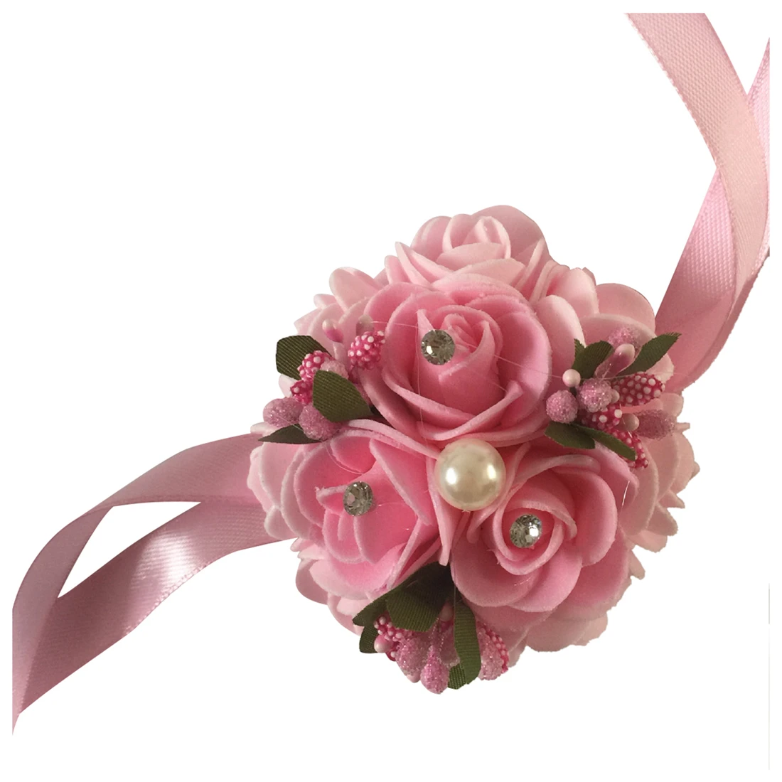 

1pc High Quality Handmade Wedding Wrist Flower Bride Bridesmaids Wrist Corsages Bridal Wrist Bouquets Wedding Supplies(pink)7cm