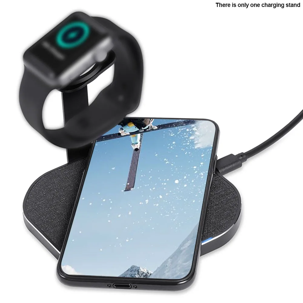 

Mount Portable Smartphones Wireless Charger Desktop Holder Bracket Charging Stand 2 In 1 Convenient Station For Apple Watch