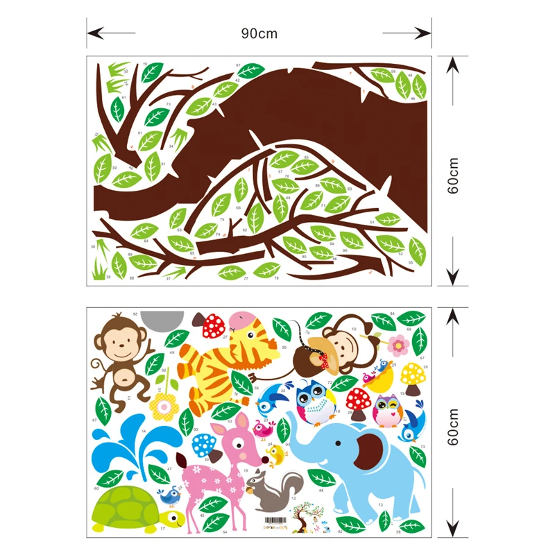 Дерево и обезьяна, Настенная Наклейка для детской комнаты, фоновая настенная наклейка, ZYPA-1214, сделай сам, украшение для детской комнаты