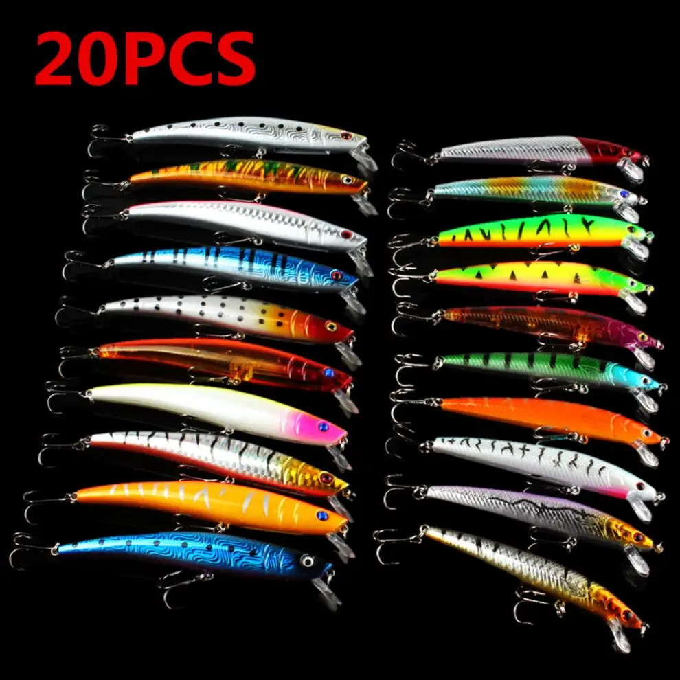 20 шт./лот набор рыболовных приманок Minnow 2 модели 9 5 см/11 см 6 # крючки жесткие