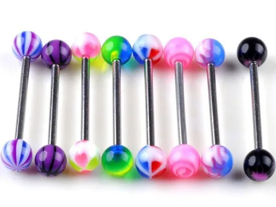 10pcs Lot 16g 5mm Colorful Balls Mixed Stainless Steel Ball Tongue
